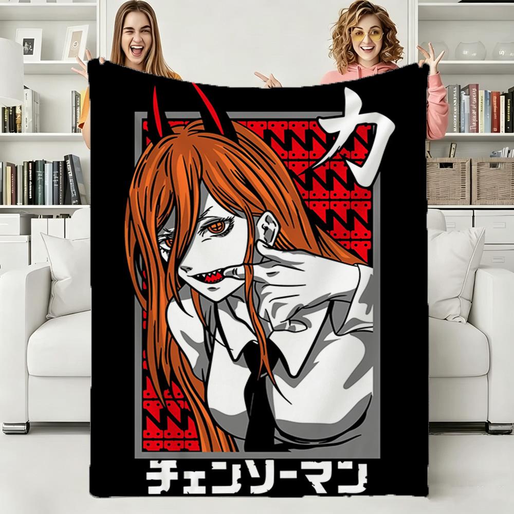 Cute Girl C-Chainsaw-Man Japanese Anime Soft Warm Flannel Blanket Art For Bedroom Wall Living Room Decor Bed Picnic Office Gift