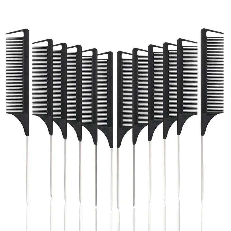 Rat Tail Comb Set - Professional Fine-Tip Comb, Anti-Static Hair Dye Comb & Steel Pin Hairbrush,Suitable for all hair types