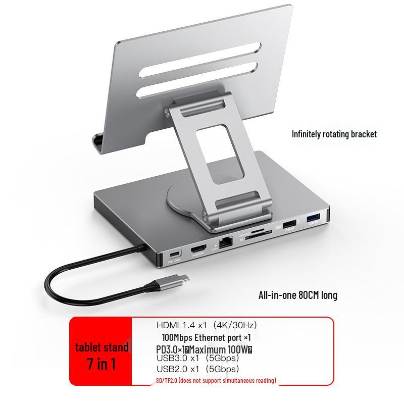 Station d'accueil pour tablette avec HDMI, Ethernet, Hub USB 3.0, Support Rotatif et Pliable