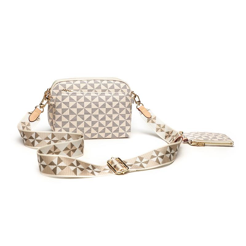 Fashionable Crossbody Bag Adjustable Shoulder Strap Shoulder Bag Windmill Print Camera Bag Three Piece Set Small Square Bag