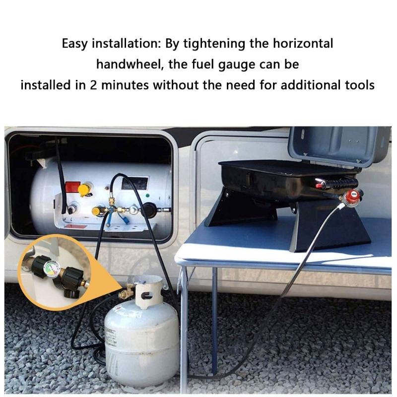 Automatic Shutoff Propane Gauge Adapter Weather Resistant Tool Free Assembly Universal Compatibility for Gas Tanks Use