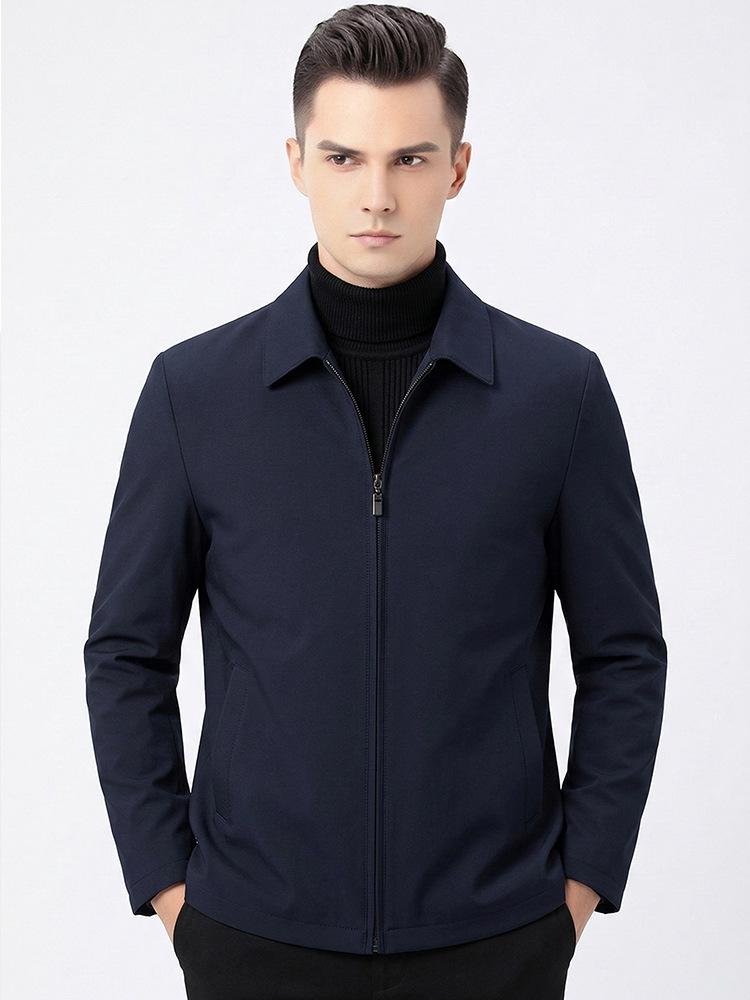 Premium Plus Size Men's Business Casual Jacket for Spring and Autumn - Solid Color Lapel Design