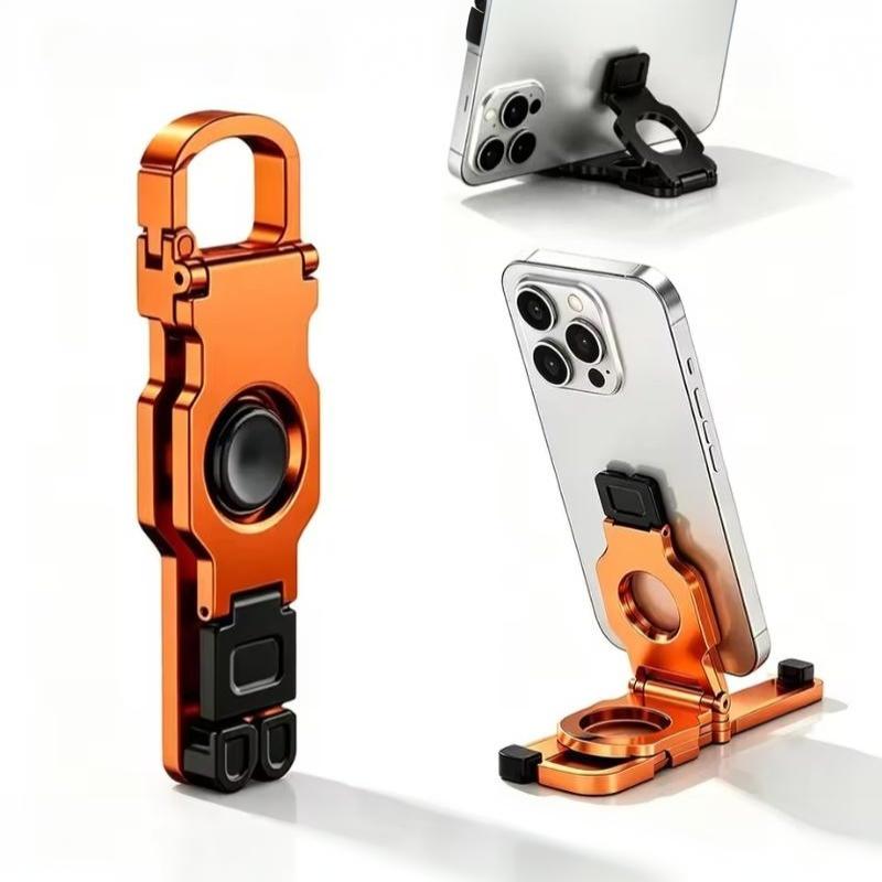 Plastic Foldable Mini Phone Stand Keychain Anti‑Slip Rotate Portable Outdoor Travel Desktop Holder