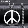 Peace Symbol Stainless Steel Chain Necklaces for Women Unisex Simple Silver Color Necklace Jewelry Women or Men Jewelry N437S02