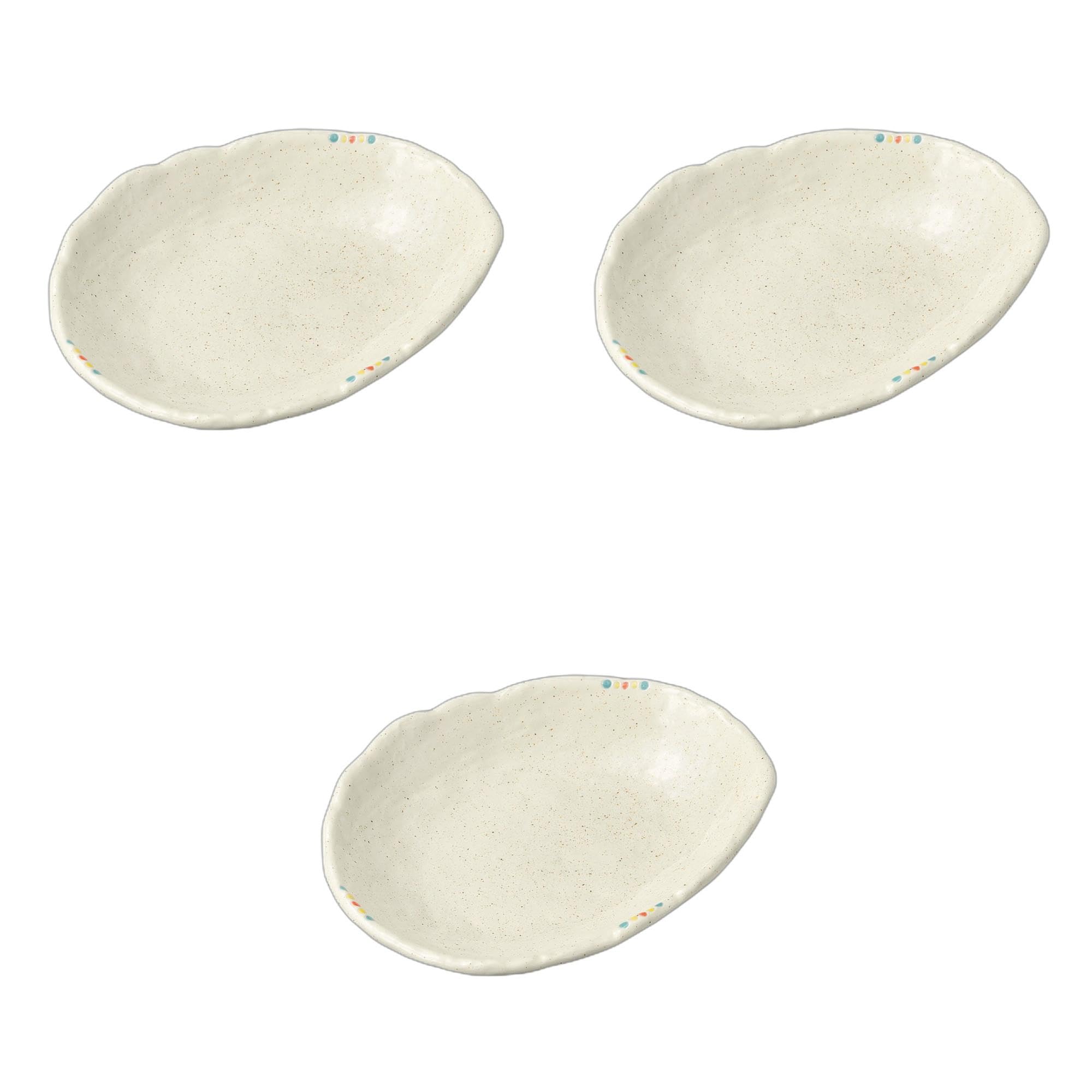 

Set of 3 Dot Play Irregular Shape Plates x x Medium Ceramic Plates by Setomonohonpo 7.0 [20.5 16.3 3.4 cm]