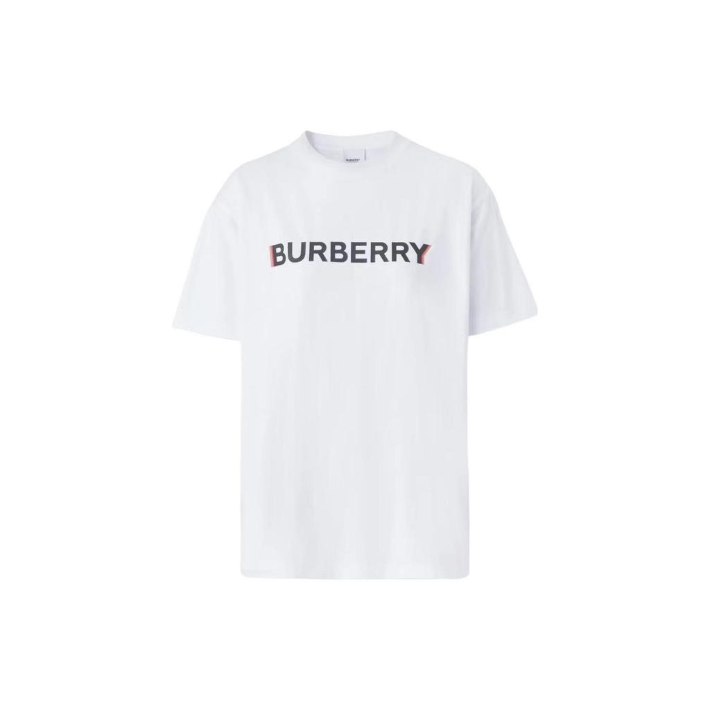 Burberry Logo Print Cotton Oversized T-shirt Women's White 80526511