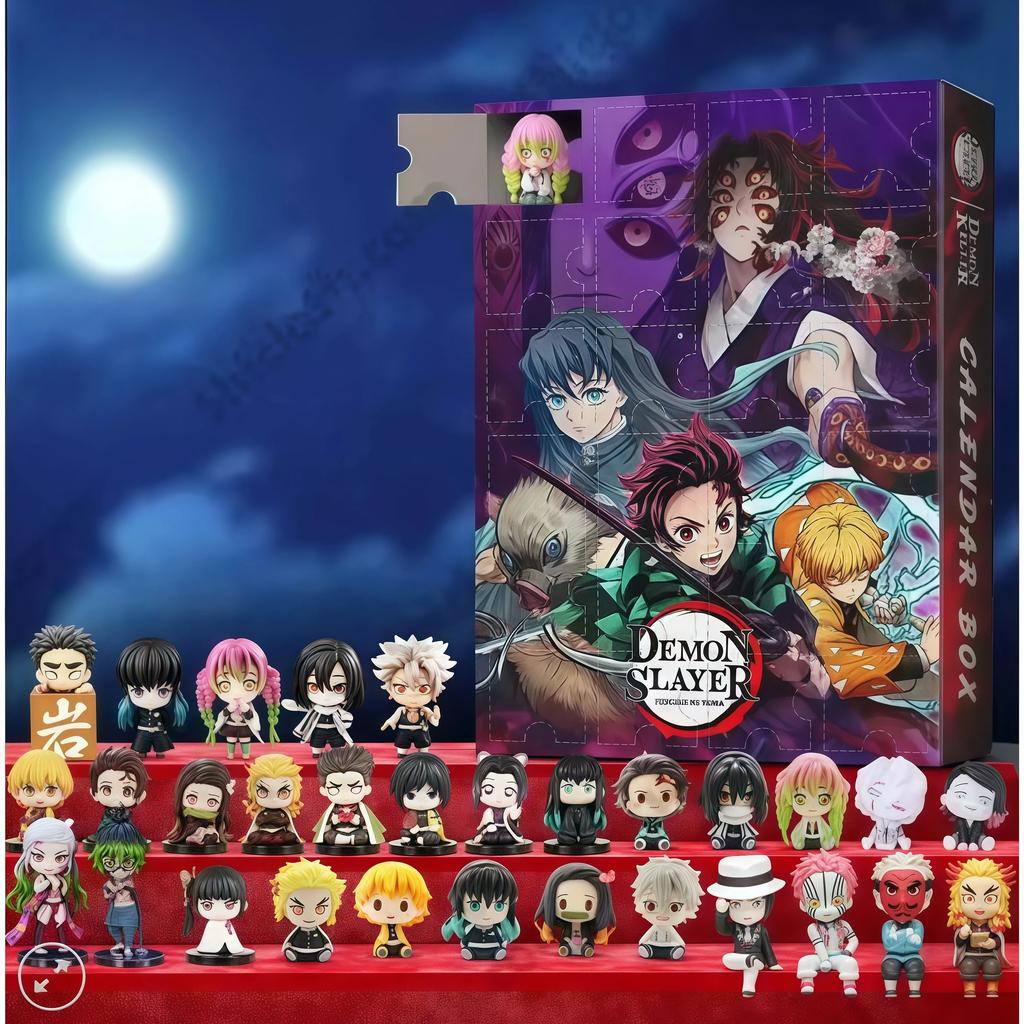24pcs Demon Slayers Anime Advent Calendar 2025 Christmas Countdown 24Day Surprise Box 2D Acrylic Figure Toy Gift for Children