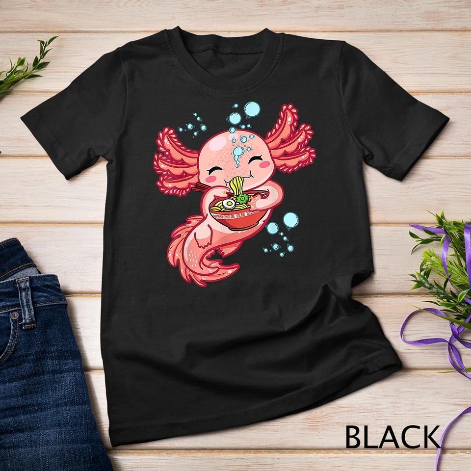 Kawaii Axolotl Ramen Teen Girls Kids Japanese Anime Lover T-Shirt Unisex T-shirt 2 M