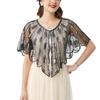 Cheongsam Evening Gown Shawl with Sequined Lace Shrug Cape
