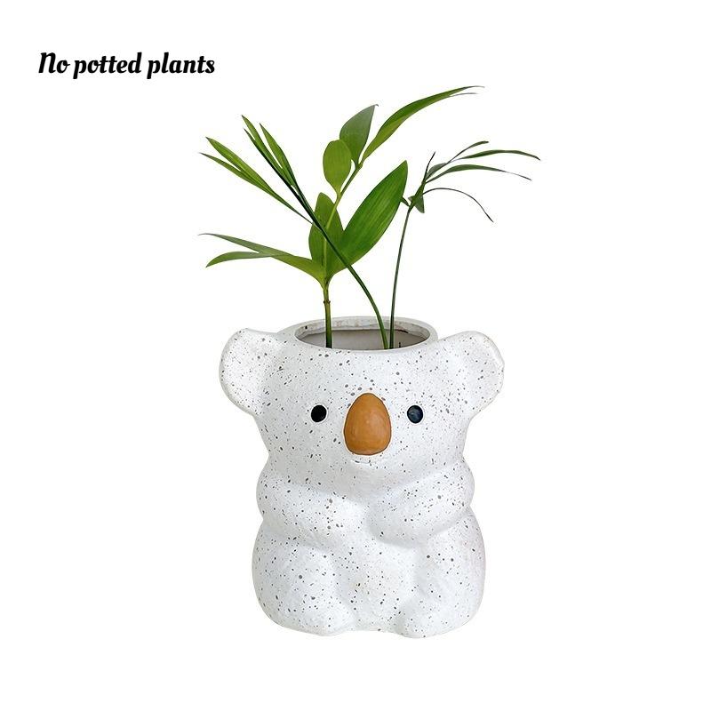 Koala Flower Pot Creative Cute Cartoon Animal Succulent Plant Pottery Flower Utensils Balcony Bonsai Desktop Decoration