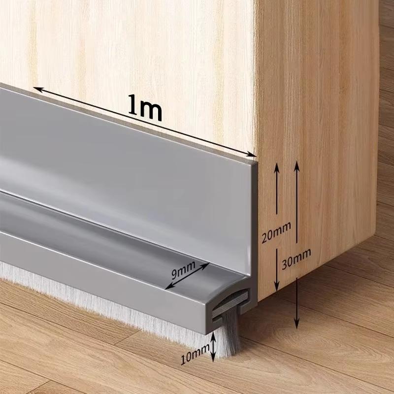 

1PC 1m/39.37inch Door Seal Draft Stopper With Brush Reduce Noise Rubber Door Sweep Breeze Blocker Insect Proof Dust Proof Sound 1m серый