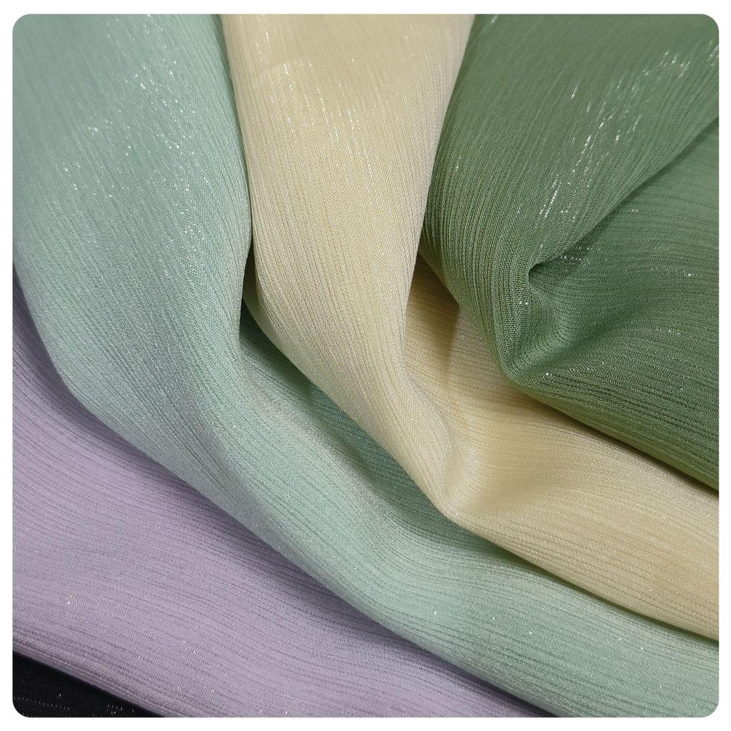 Silver Silk Crepe Skirt Fabric with Glittering Yarn - Lolita Chiffon Hanfu for Spring/Summer Women's Fashion
