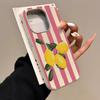 Voor iPhone 16 11 14 12 13 15 Pro Max Hoesje Citroen Gestreept Lychee Patroon Siliconen Cover Voor iPhone XS Max X XR 7 8 Plus 16E Fundas