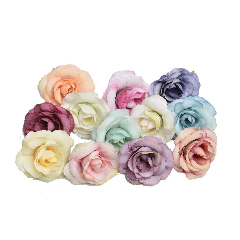 

10PCs 4cm Artificial Flower Silk Rose Cloth Fake Flower Head Wedding Party Home Decoration DIY Scrapbooking Wreath Accessories