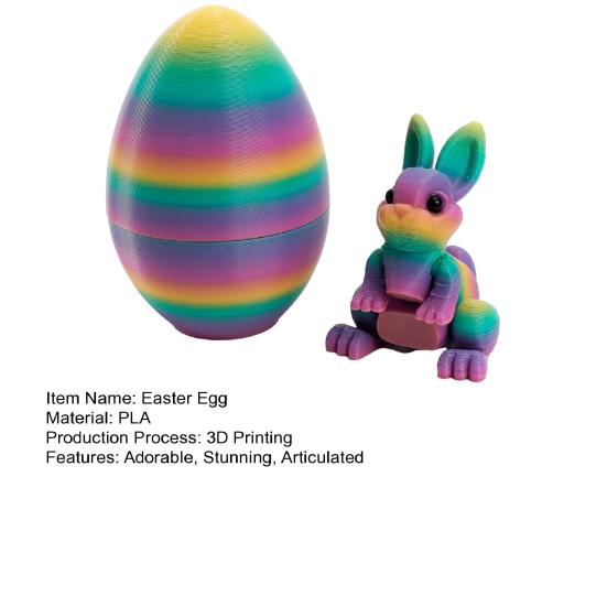 3D-gedruckte Ostereier mit Hase darin, bewegliche flexible Fidget-Hasenspielzeuge, Osterkorb