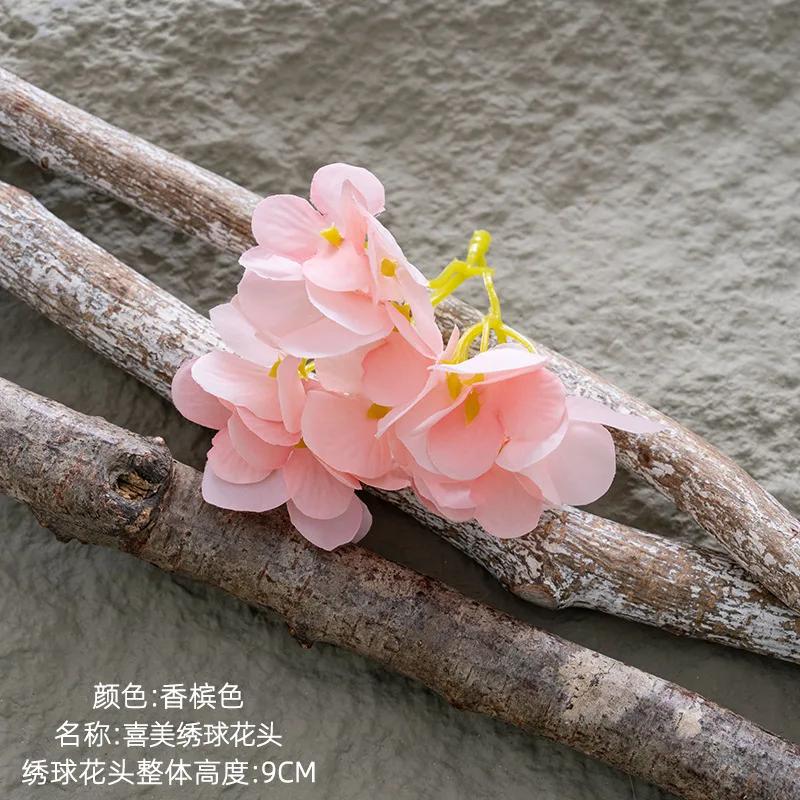 10PCS Hydrangea Head INS Style Artificial Flowers and Green Plants Wholesale Wedding Fake Flower Decoration Decoración Hogar