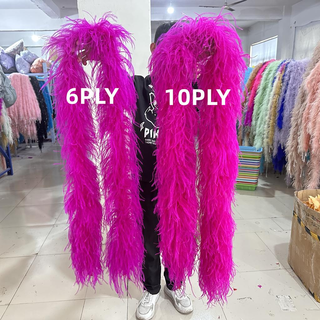 DIY 2M Natural Ostrich Feathers Boa Decoration for Party Wedding Dress Shawl Clothes Sewing Accessories Crafts Plume 1 3 6 10 20 PLY