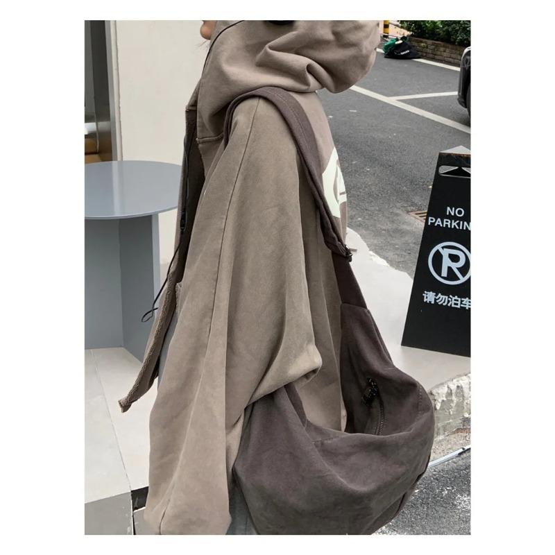 Borsa Hobo da Donna in Tela Marrone Retrò Borsa a Spalla Semplice Grande Capacità Borse a Tracolla da Donna Borsa Casual Autunno Inverno Sottobraccio