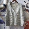 Japanese-style Soft Girl Literary Fresh Floral Knitted Sweater Vest Vintage Button Sleeveless Vest Waistcoat