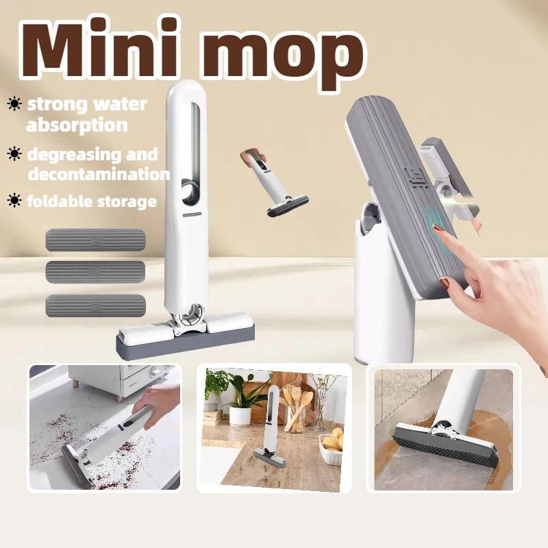 Handheld Mop Multifunctional Small Desktop Mop Handheld Hands-free Washing Sponge Kitchen Hands Free Sponge Absorbs Water Mop