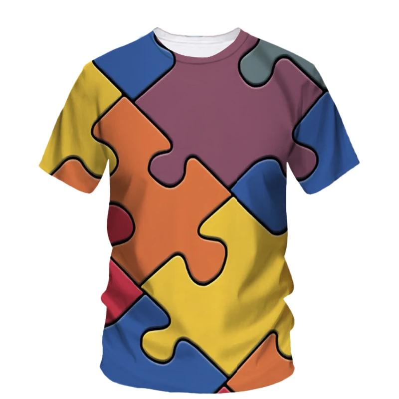 Funny Game The Puzzle Graphic T-Shirts Colorful Jigsaw Design 3D Printed T Shirts  Harajuku Fashion Children's Boy and Girl Kids Unisex T-shirts