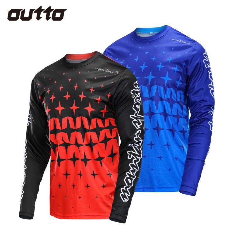 Mens Long Sleeve Cycling Jersey Digital Print Quick Dry Mountain Bike Top Outdoor Sports Wear