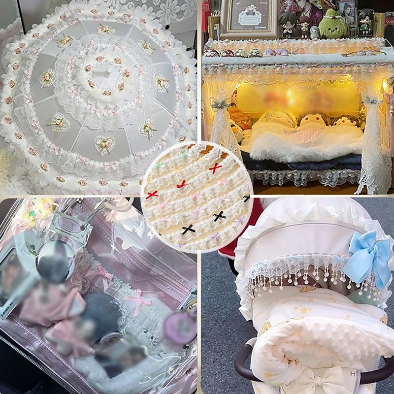 1yard Butterfly Knot Lace Embroidery Decorative Woven Tape Trim Ribbon Polyester Ribbon Fabric DIY Crafts Supply 3.8cm wide