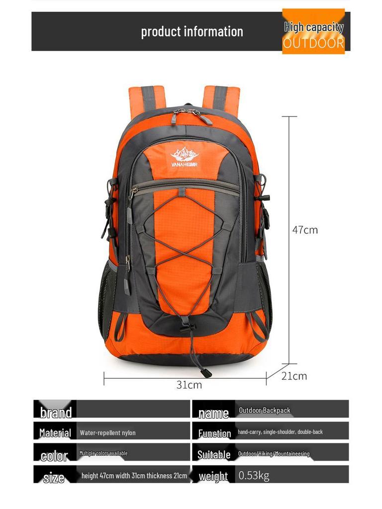 Large Capacity Lightweight Hiking & Mountaineering Backpack for Outdoor & Fitness Travel