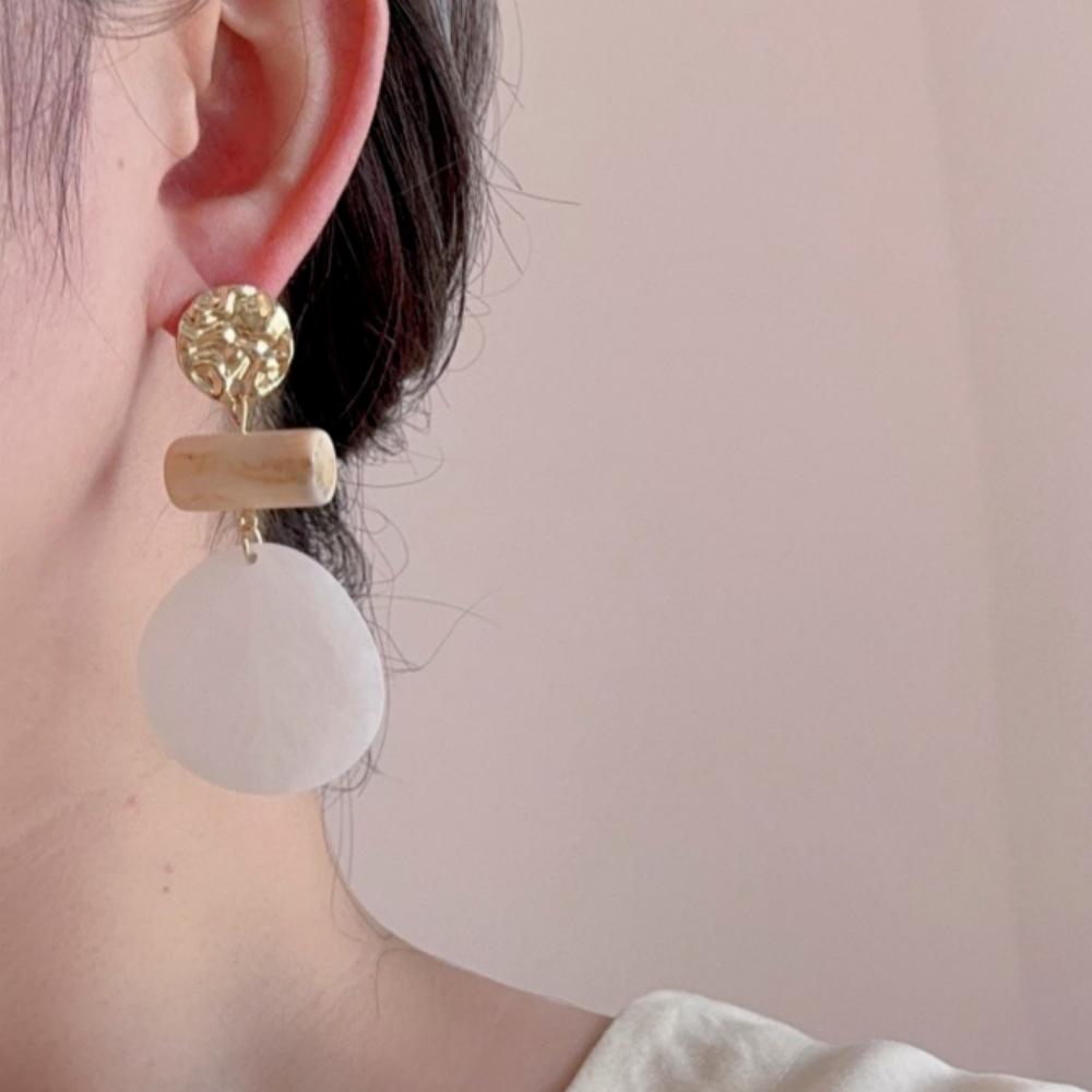 Retro Geometric Large Drop Earrings Women Acrylic Circular Dyeing Dangle Earrings Exquisite Party Banquet Fashion Jewelry Gifts