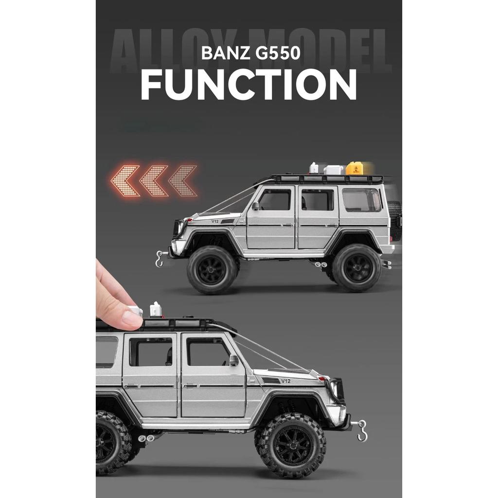 1/24 Scale Diecast Mercedes-Benz G550 4X4 Modified Version Off-road Car Sound and Light Pull Back Children's Toys Collection Gift Box