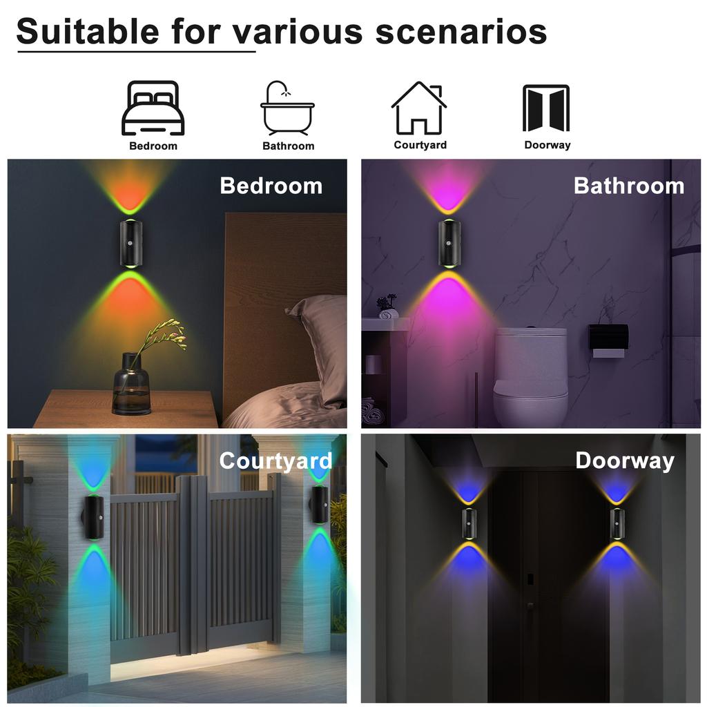 RGB Gradient LED Night Light with Motion Sensor Wall Lamp Rechargeable Ambient Light Dimmable For Indoor Magnetic Step Lamp 2025