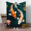 Fish Lotus Soft Flannel Blankets Keep Warm Throw Blanket Comfortable Blanket for Picnic Beds Sofa Home Bedroom Travel Kids Gifts