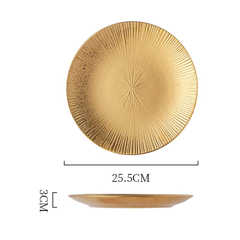 Electroplated Ceramic Plate Gold And Silver Plate Pendulum Decorative Plate Western Food Nordic Disc Light Luxury Tableware