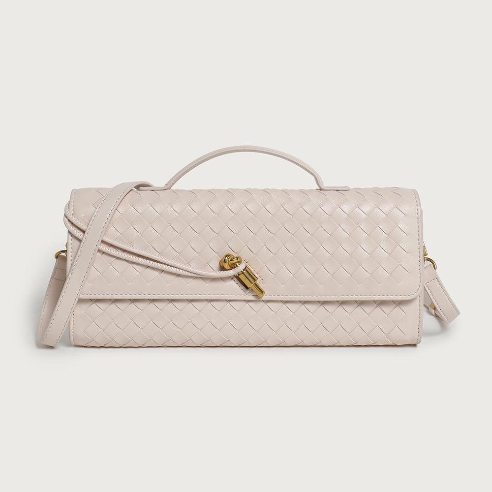 

Handwoven Baguette Evening Crossbody Bag - Fashionable Women s Shoulder Bag кремовый/белый