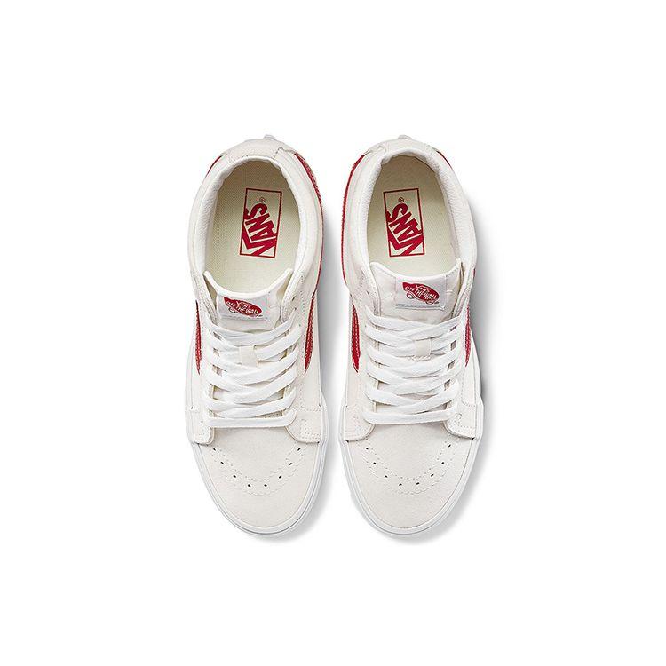 Vans Sk8 Stylish Versatile Casual Mid-Top Skate Shoes Unisex Sneakers Off-White Red VN0A391FOXS