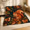 Autumn Squirrel Acorns Coral Fleece Blanket Woodland Decor