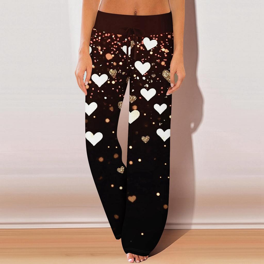 Pantalones de pijama para mujer, ropa de dormir, pantalones casuales con cordón y cintura elástica, pantalones holgados y rectos cómodos para yoga