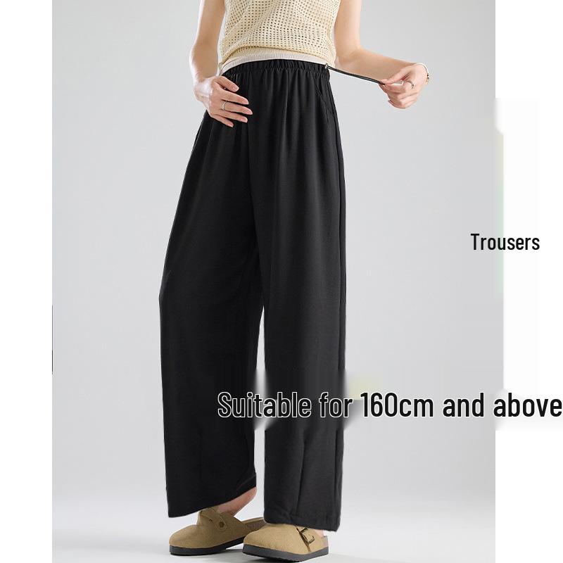 

Ice Silk Blue Maternity Carrot Pants - Lightweight, Non-Constricting, Nine-Point Petite Wide-Leg Style for Summer XL [65-72.5 kg]