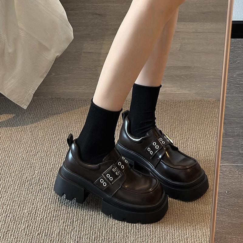 British Style Comfortable Versatile Small Leather Shoes Women's 2025 Spring New Heightened Platform Small Loafers Trendy Single Shoes