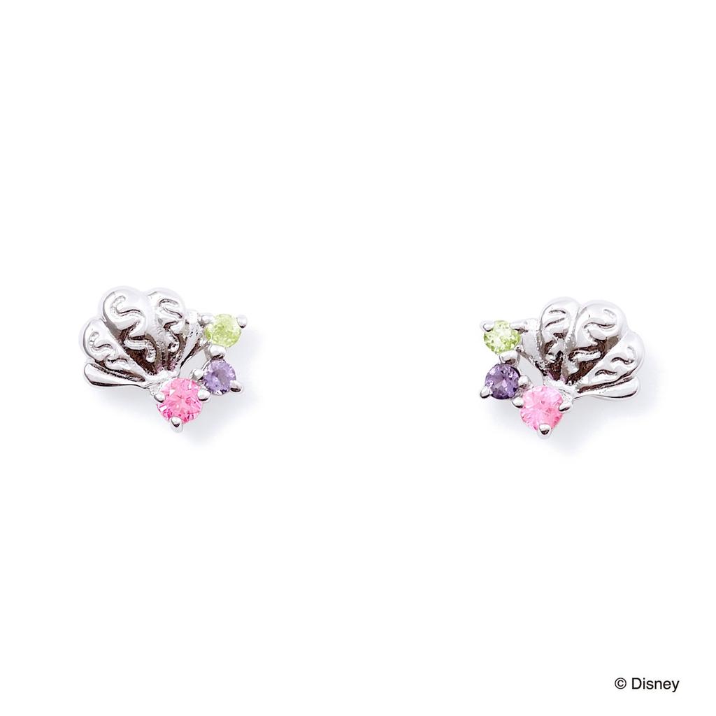 The Kiss Disney Princess Ariel 10K White Gold Earrings (Disney Collection) Women's DI-WPE1801PSP