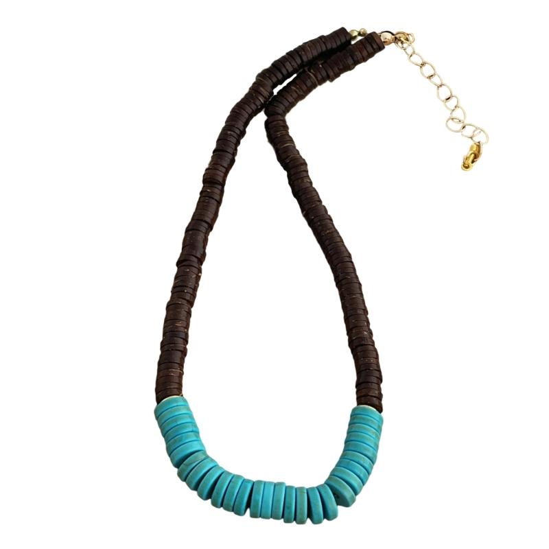 Ручная работа Ожерелье с драгоценными камнями Уникальный текстурированный кулон Женское каменное ожерелье на ключицу Для повседневной одежды синий