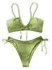 European & American Women's Sexy Tie-up Bikini - Solid Color Two-Piece Swimsuit