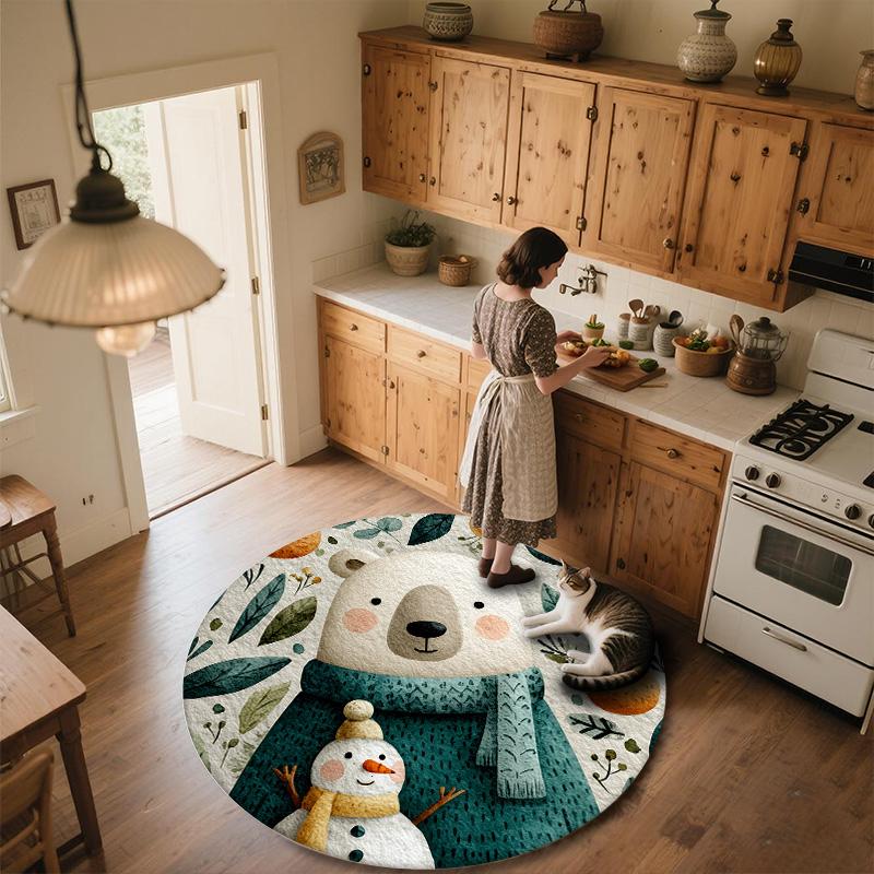 Blatt Tiere,Runder Teppich,Teppich für Wohnzimmer Schlafzimmer Sofa Spielzimmer Dekor,Rutschfeste Fußmatte