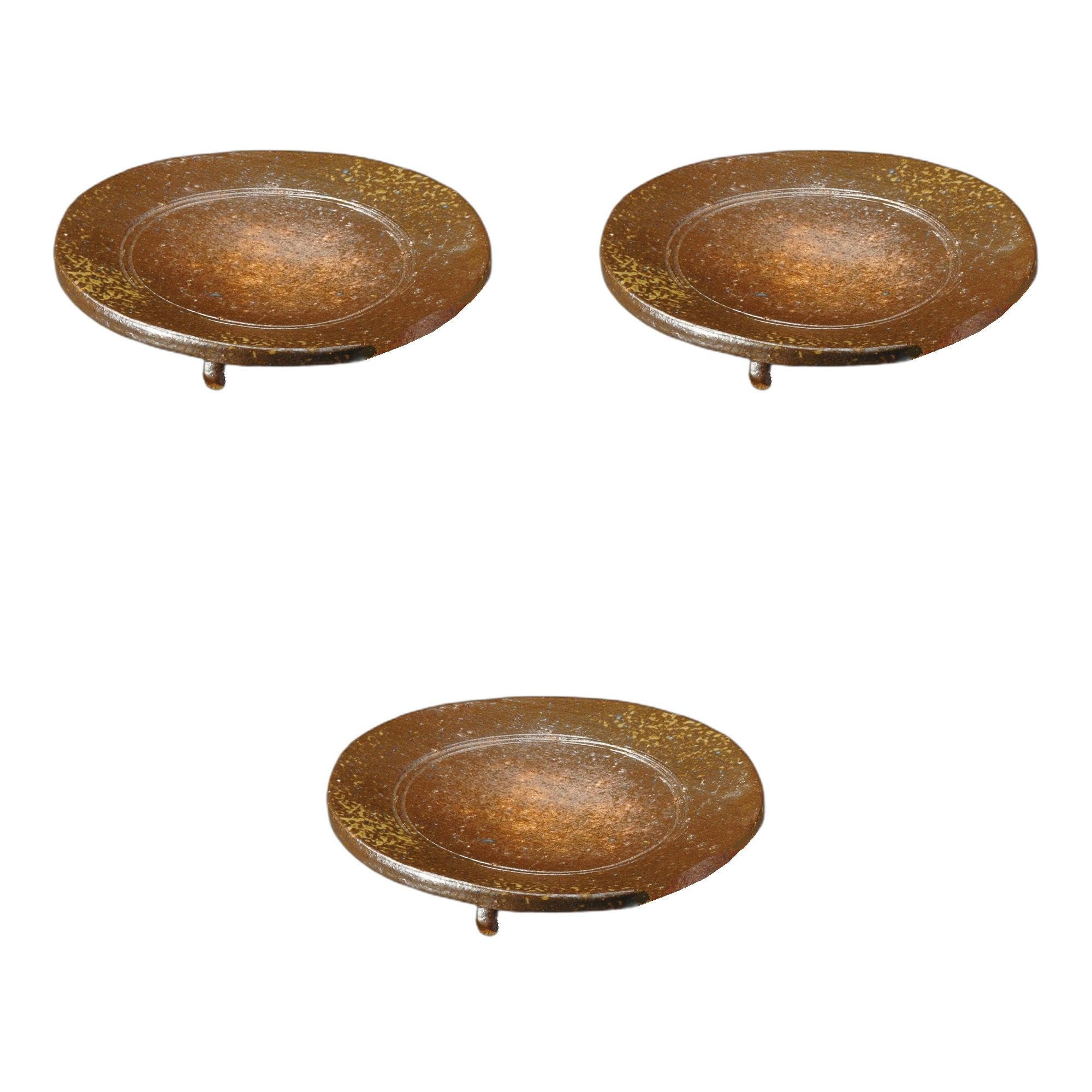 

Set of 3 Round Plates x Ceramic Plates by Setomonohonpo Bizen-style High-Footed [18.7 3.5cm] Medium-sized