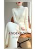 New Autumn/Winter Slimming Knit Dress for Women - Half-High Neck, Figure-Flattering, Long Length Bodycon Skirt