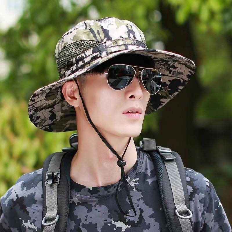 Camouflage Fisherman Hat With Wide Brim For Men Summer Sun Protection And Breathability