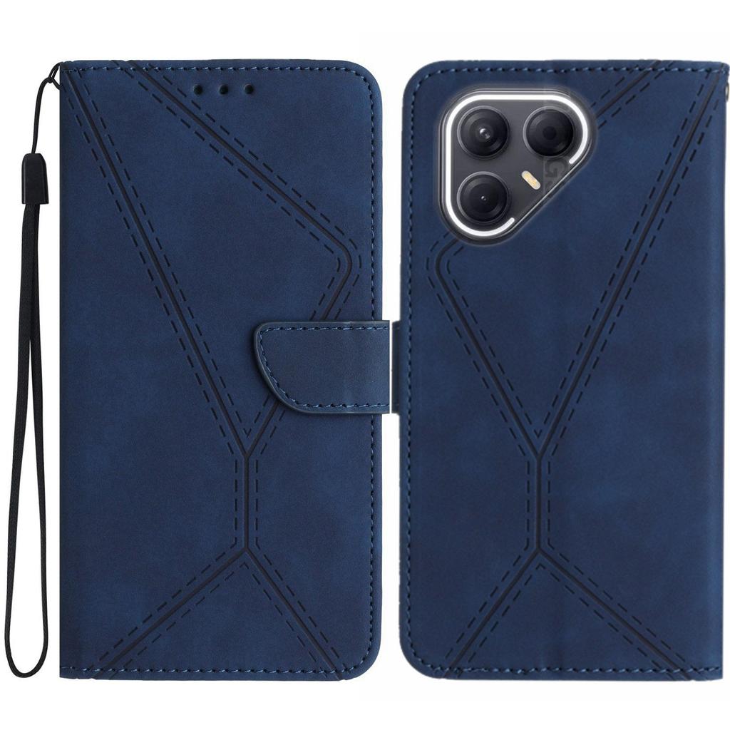 For TECNO Pova 7 5G Case Skin Touch Lines Imprinted PU Leather Flip Phone Cover