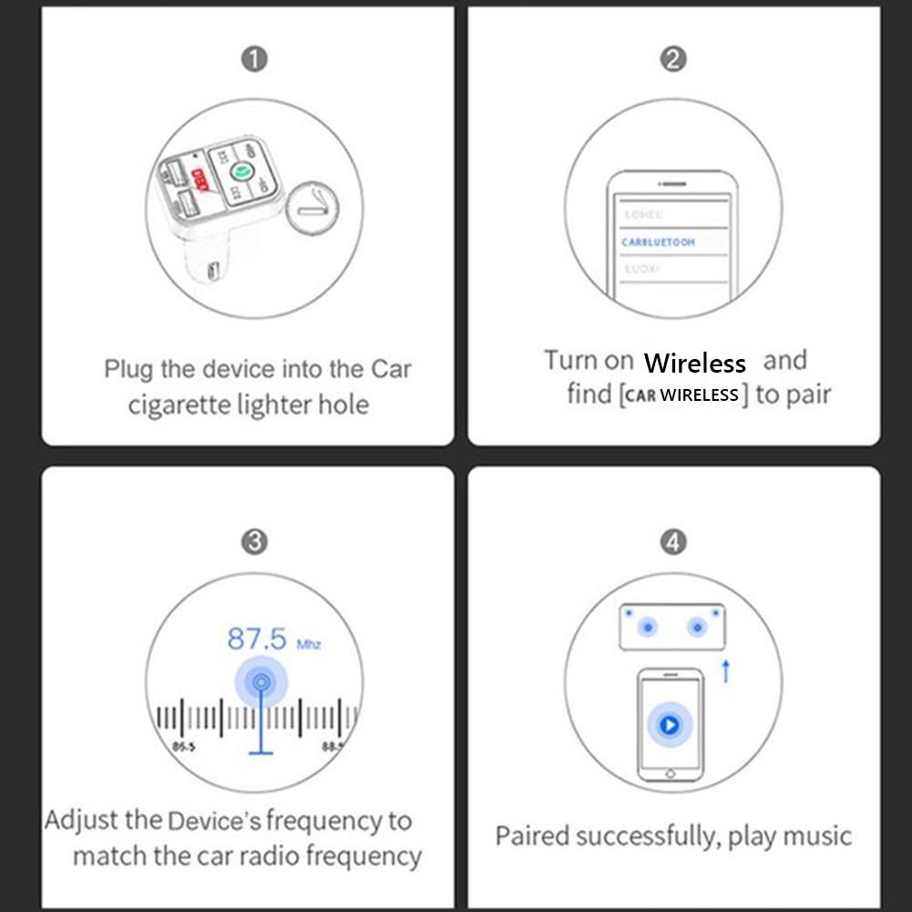 Audio MP3 Player Wireless FM Transmitter Car Charger Bluetooth-Compatible Hands-Free Calling Digital Display Car Radio Modulator