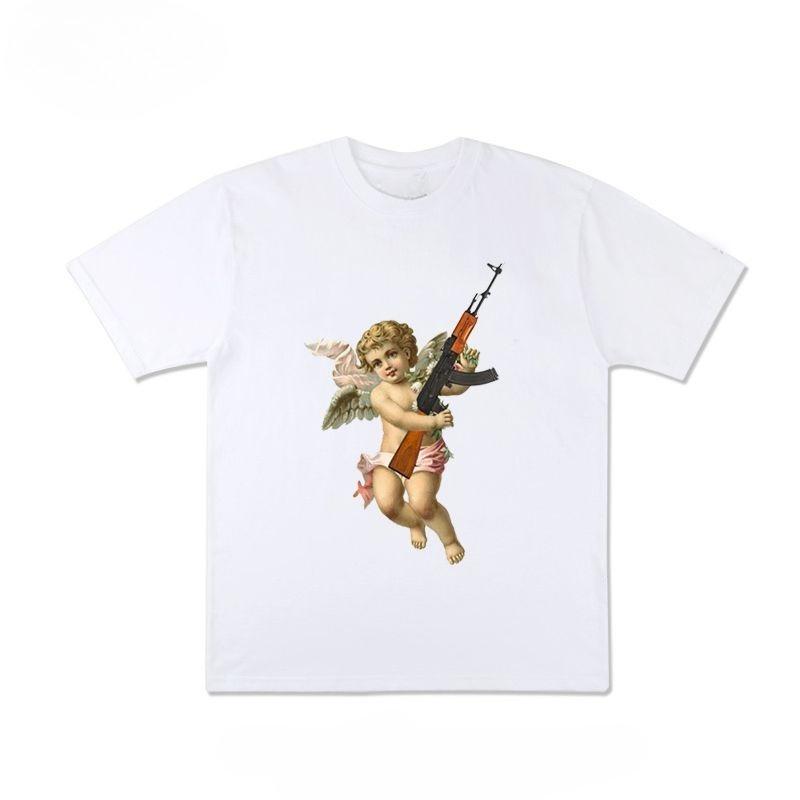 

Creative Angel Printed Cotton T-shirt Men and Women with The Same Round Neck Cotton Short-sleeved T-shirt Funny Clothes 4XL