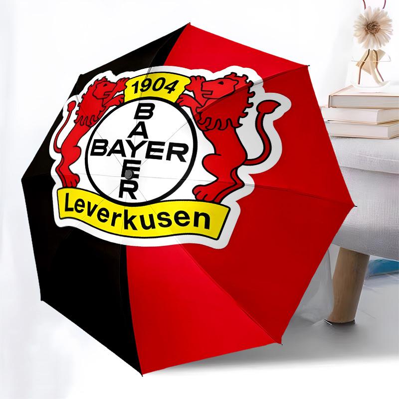 Bayer Leverkusen, Football Club Automatic Opening and Closing, 8 Rib Structure Portable Umbrella, Suitable for Men and Women In All Seasons